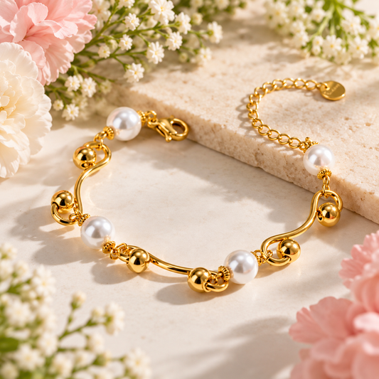 Luna Pearl Gold Bracelet