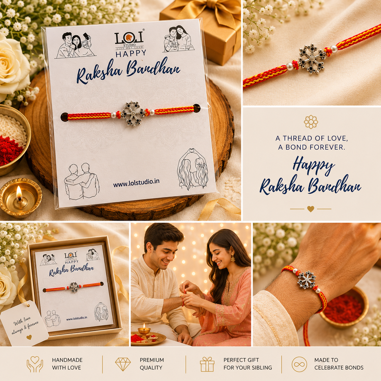 Premium Snowflake Designer Rakhi for Brother | Antique Silver Handcrafted Rakhi | Raksha Bandhan Special | LOLSTUDIO