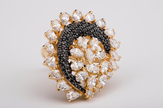 Noir Bloom Gold Statement Ring