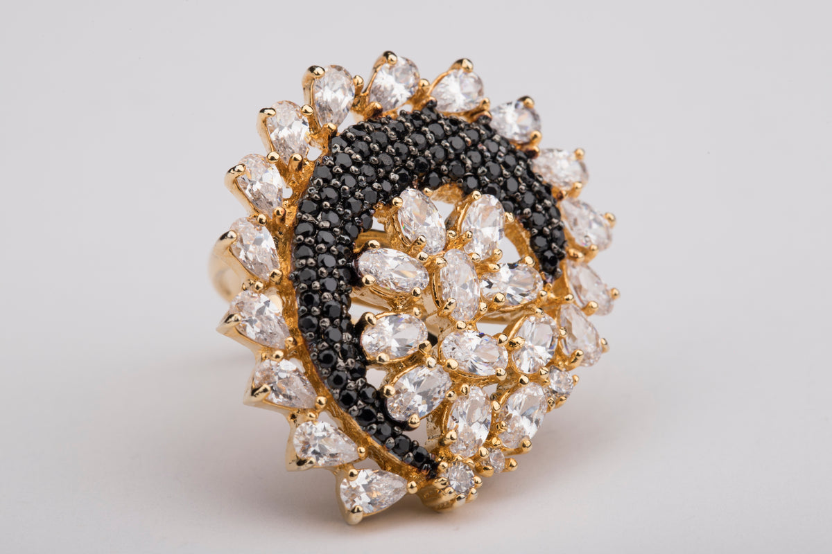 Noir Bloom Gold Statement Ring