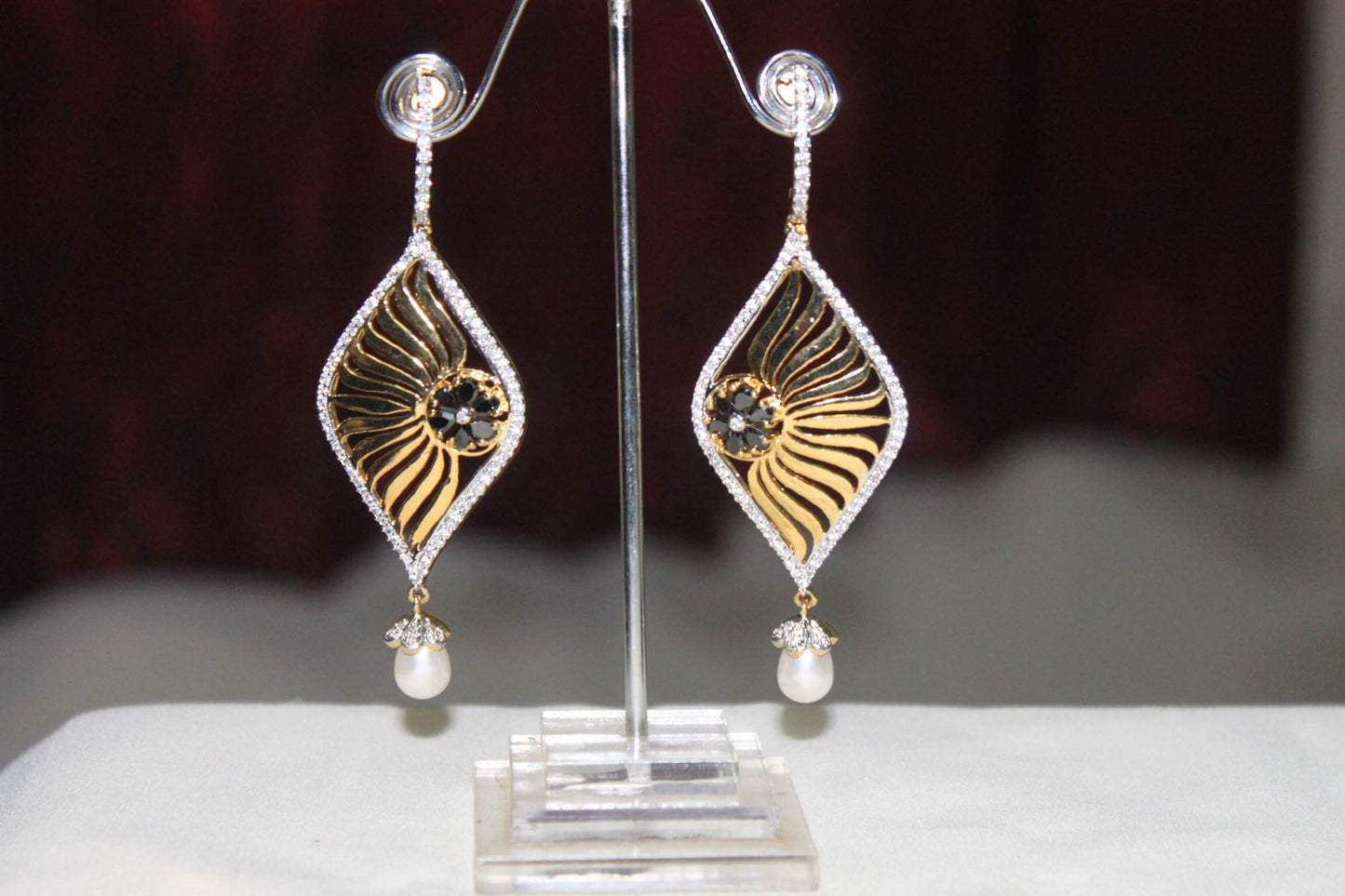 Blue Sapphire Zircon Diamond Cocktail Earring