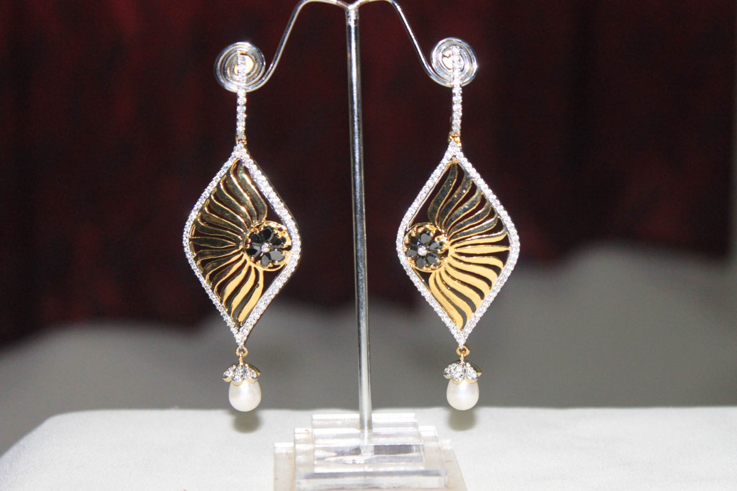 Blue Sapphire Zircon Diamond Cocktail Earring