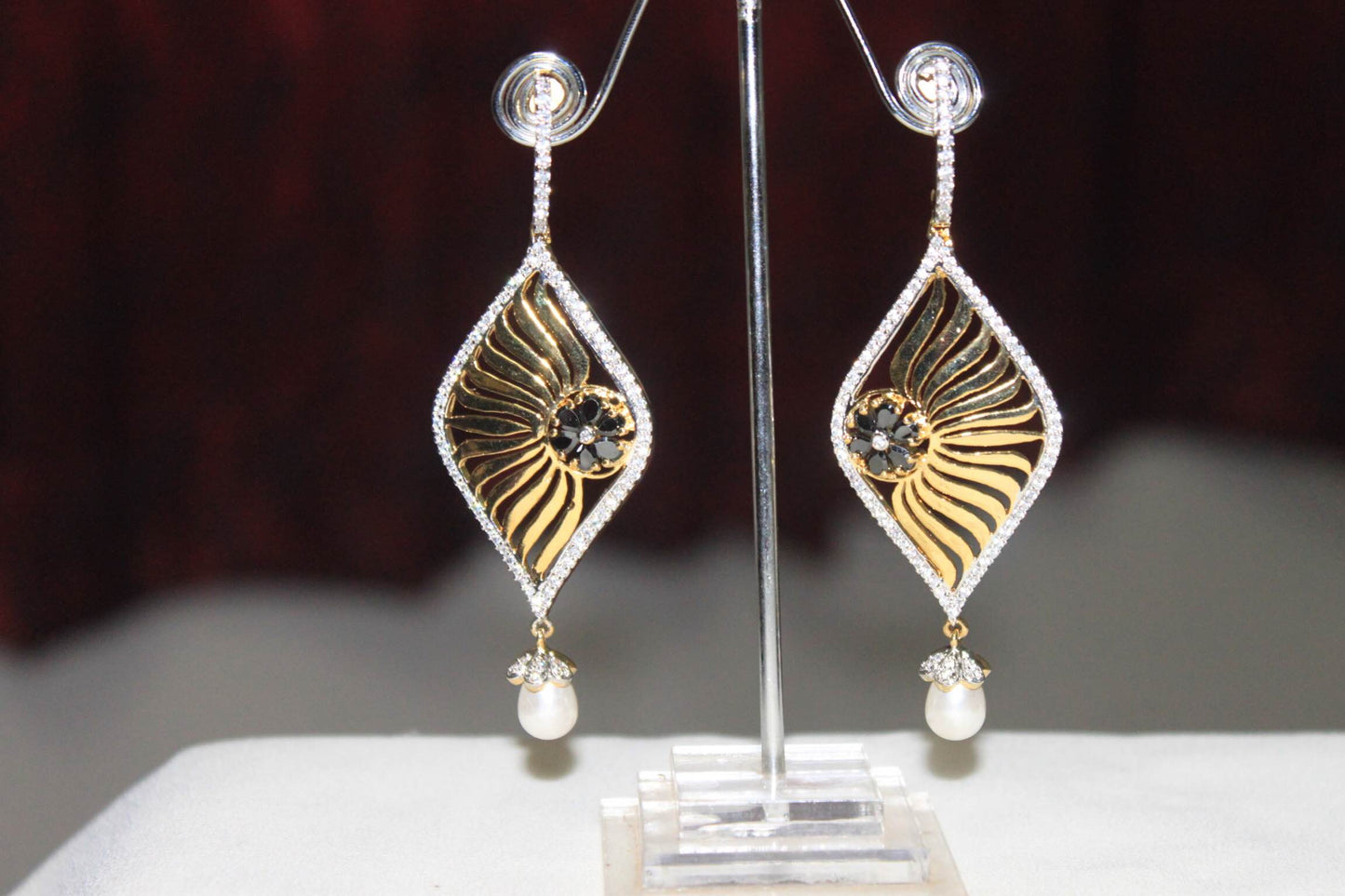 Blue Sapphire Zircon Diamond Cocktail Earring