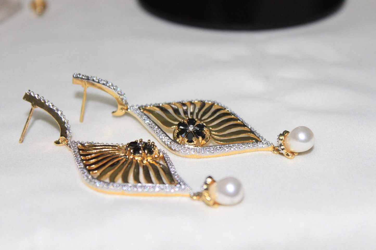 Blue Sapphire Zircon Diamond Cocktail Earring