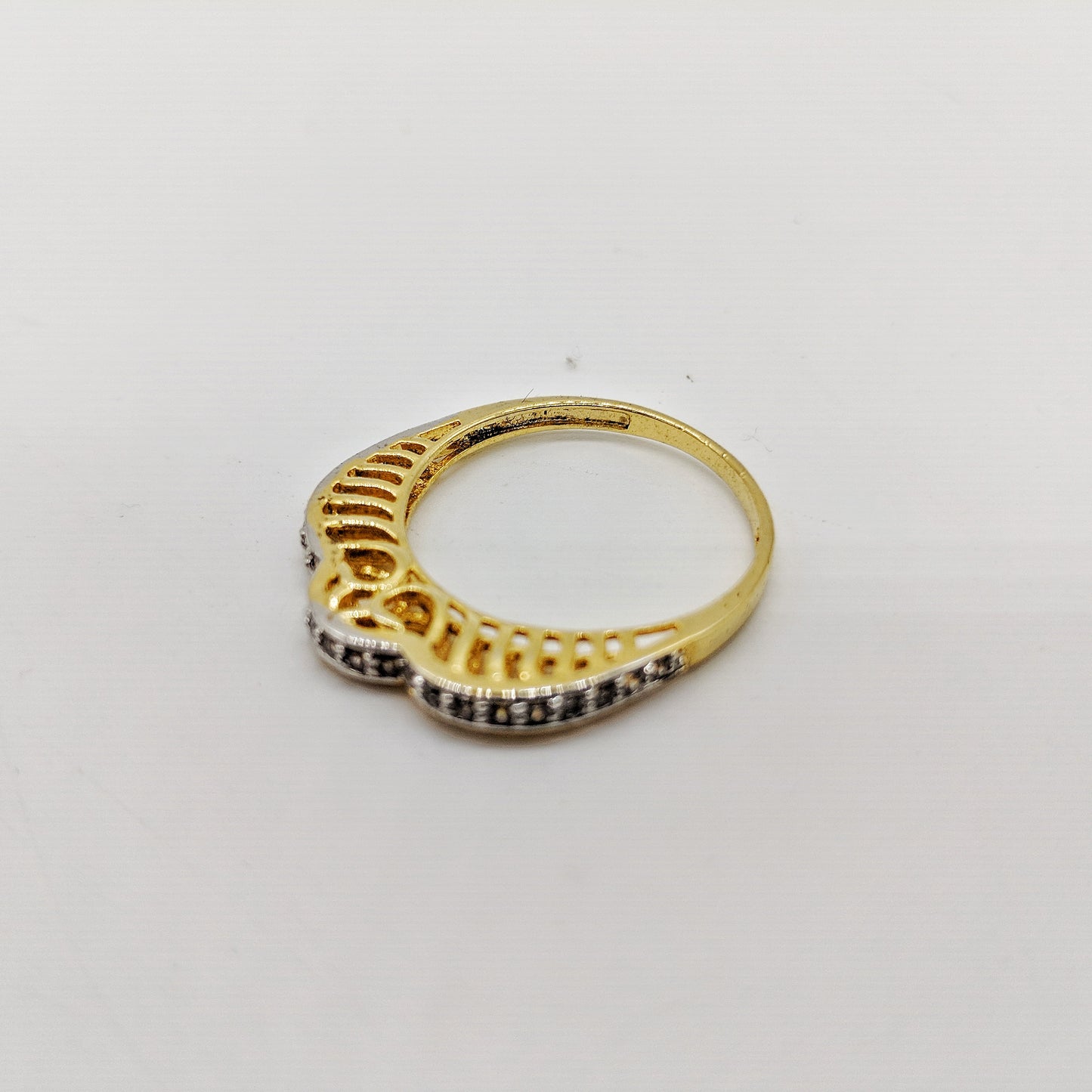 Gold Zircon Diamond Ring