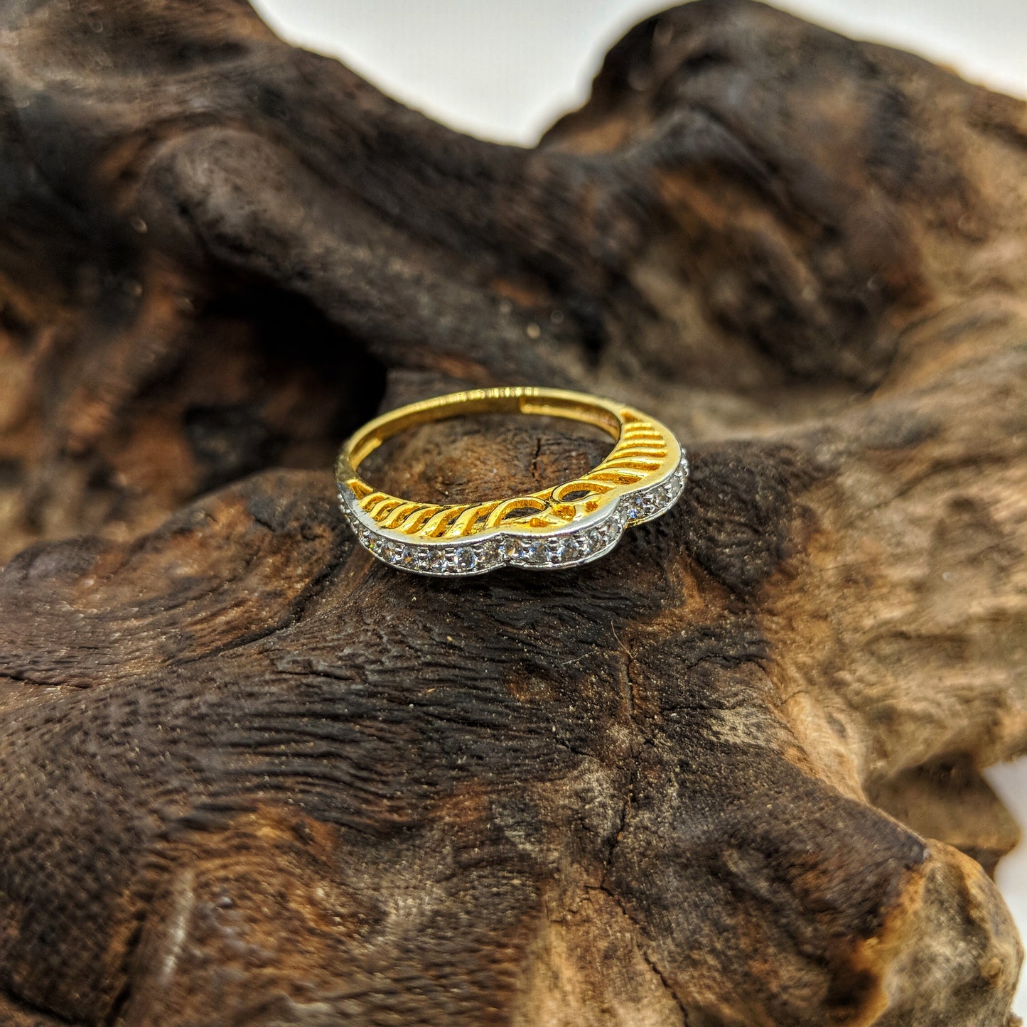 Gold Zircon Diamond Ring