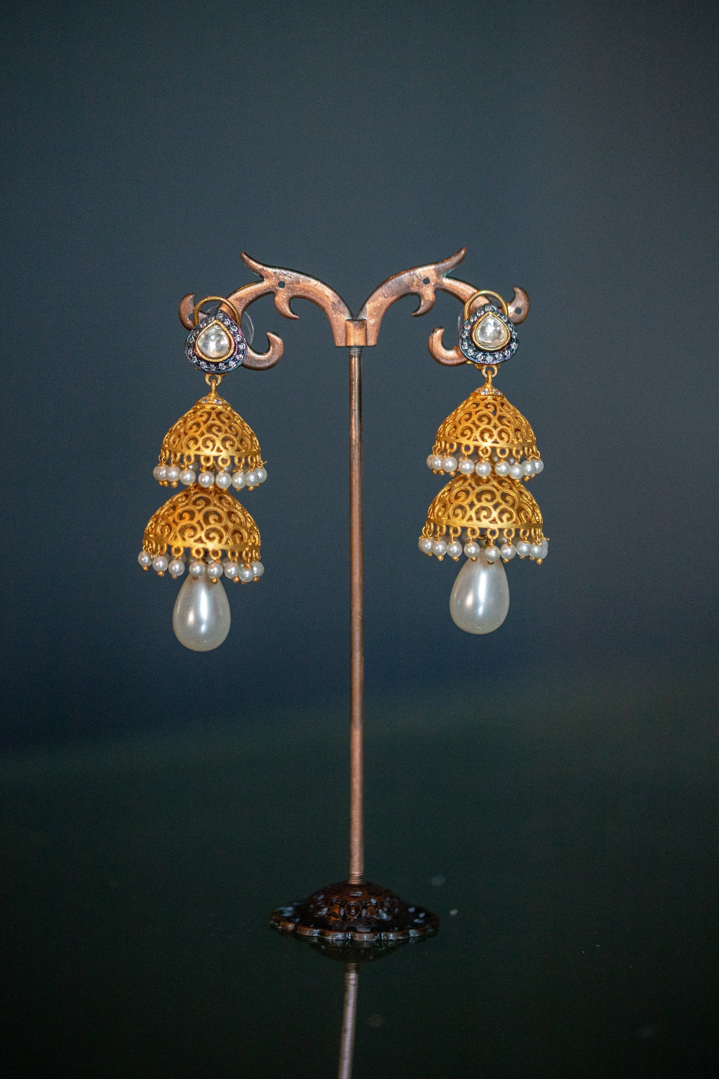 Jhumar Pearl Kundan Drop Jhumka Earring