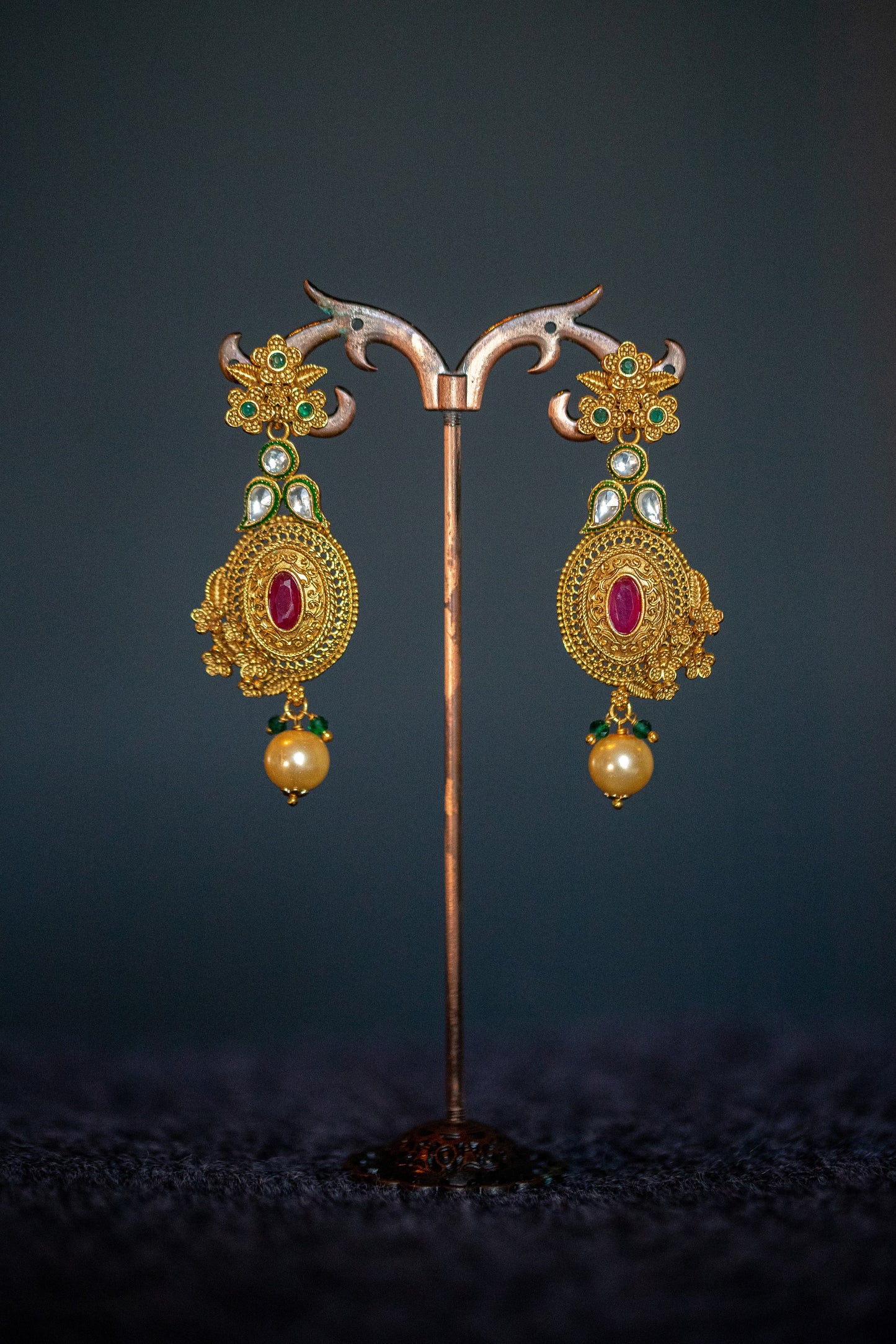 Kundan Gold Ruby Bridal Earring