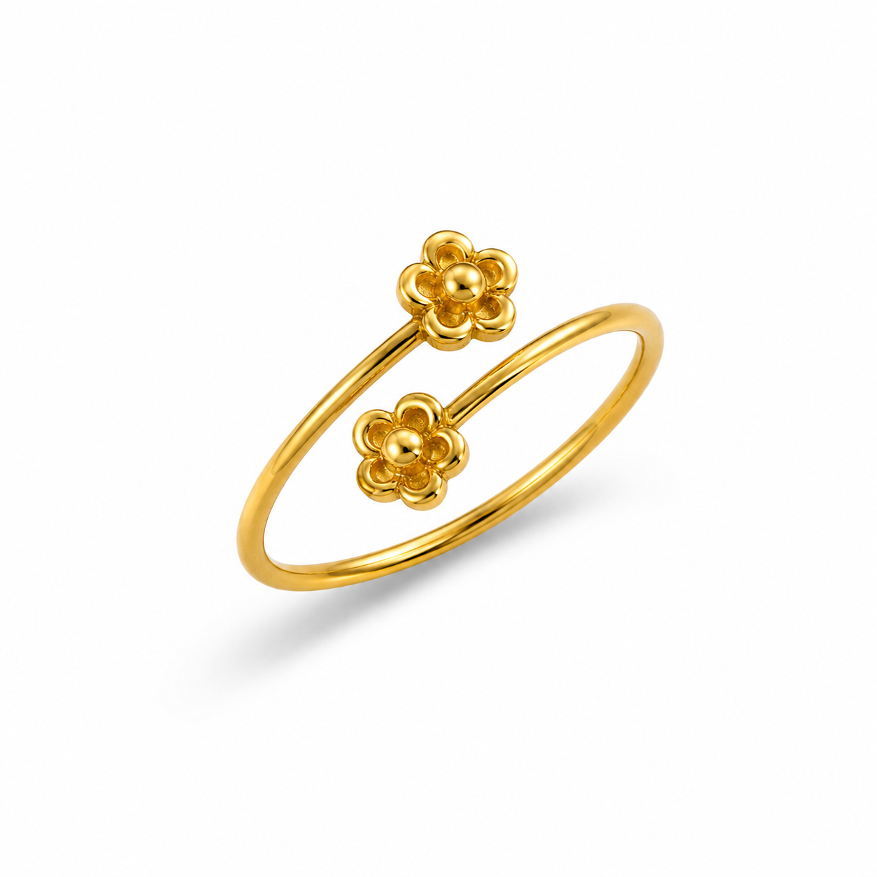 Bloom Open Floral Gold Ring (Adjustable)