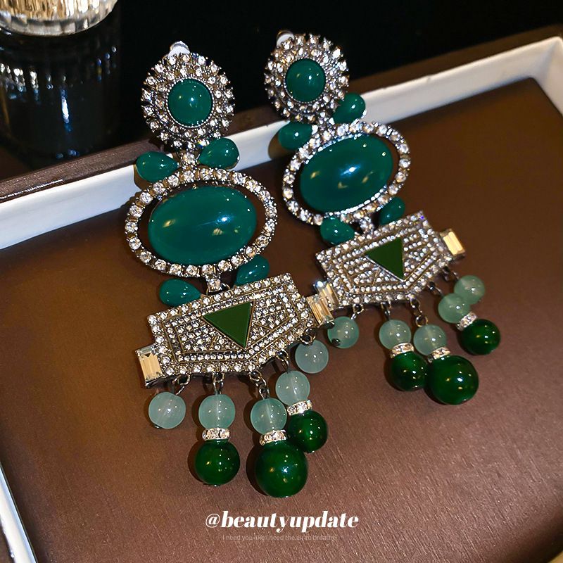 Green Emerald Fashion Non Pierced Press Clip Earring F40