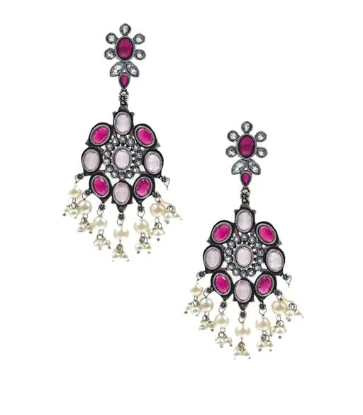 Pink Stone Ruby Chandbali Earring