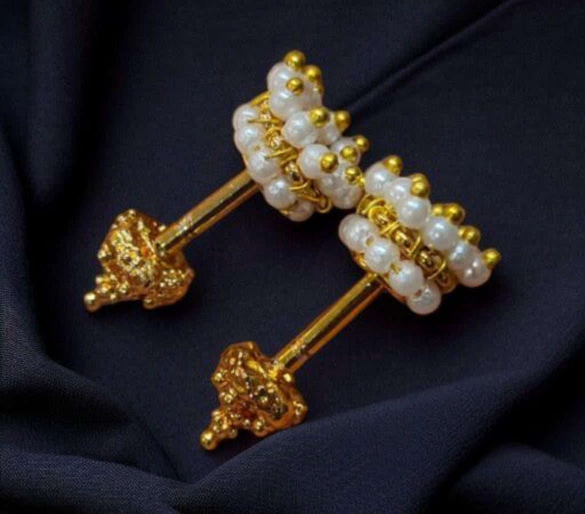 Pearl Pierced Bugaadi aka Koppu Bugadi Earring F23