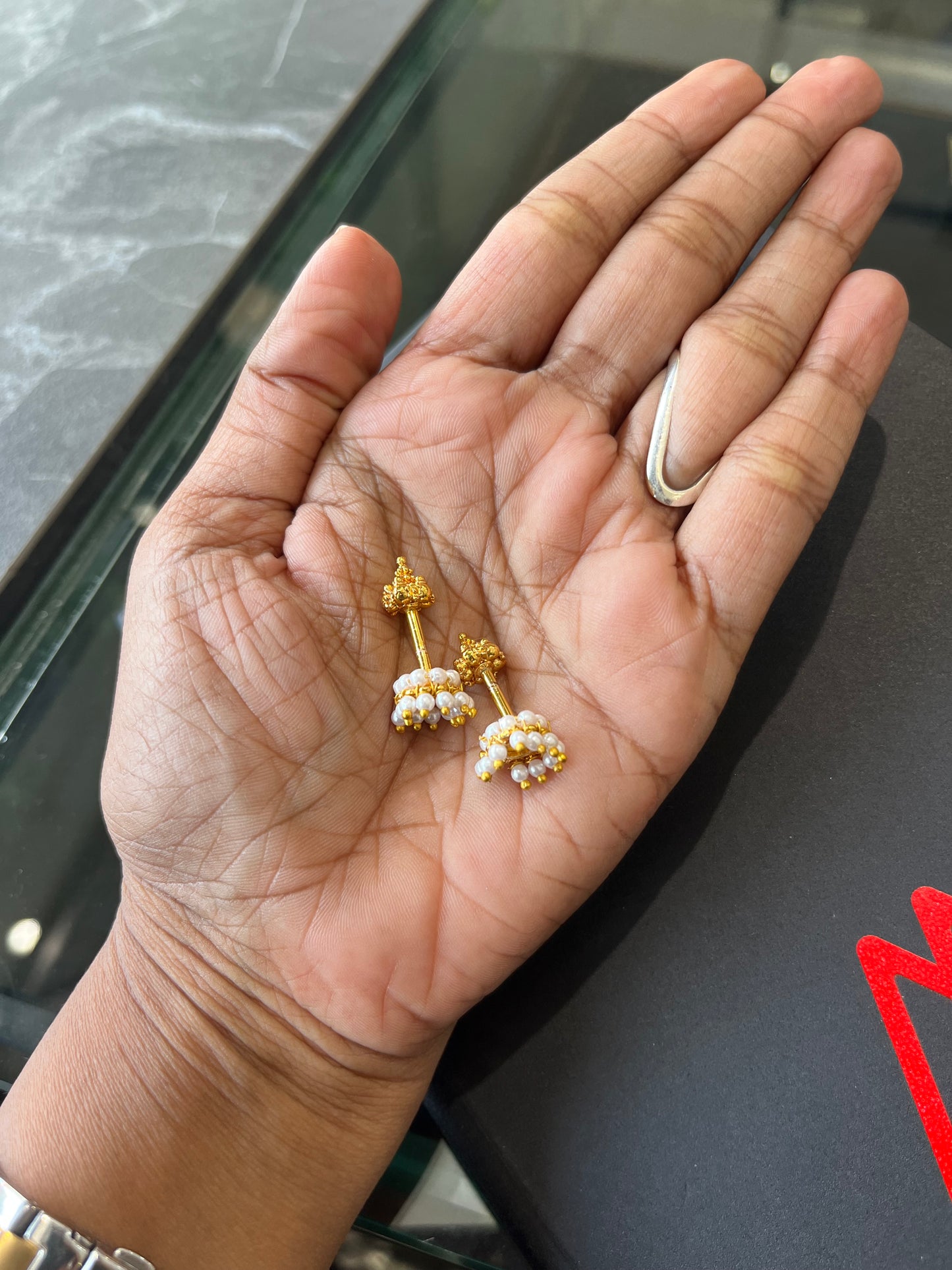 Pearl Pierced Bugaadi aka Koppu Bugadi Earring F23