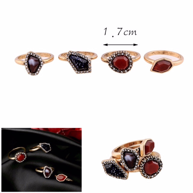 Bohemian Brass Set of 4 Rings F45
