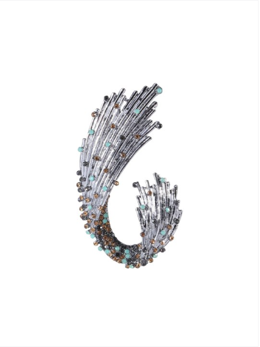 Silver Color Stone Designer Fashion and Saree Brooch F14