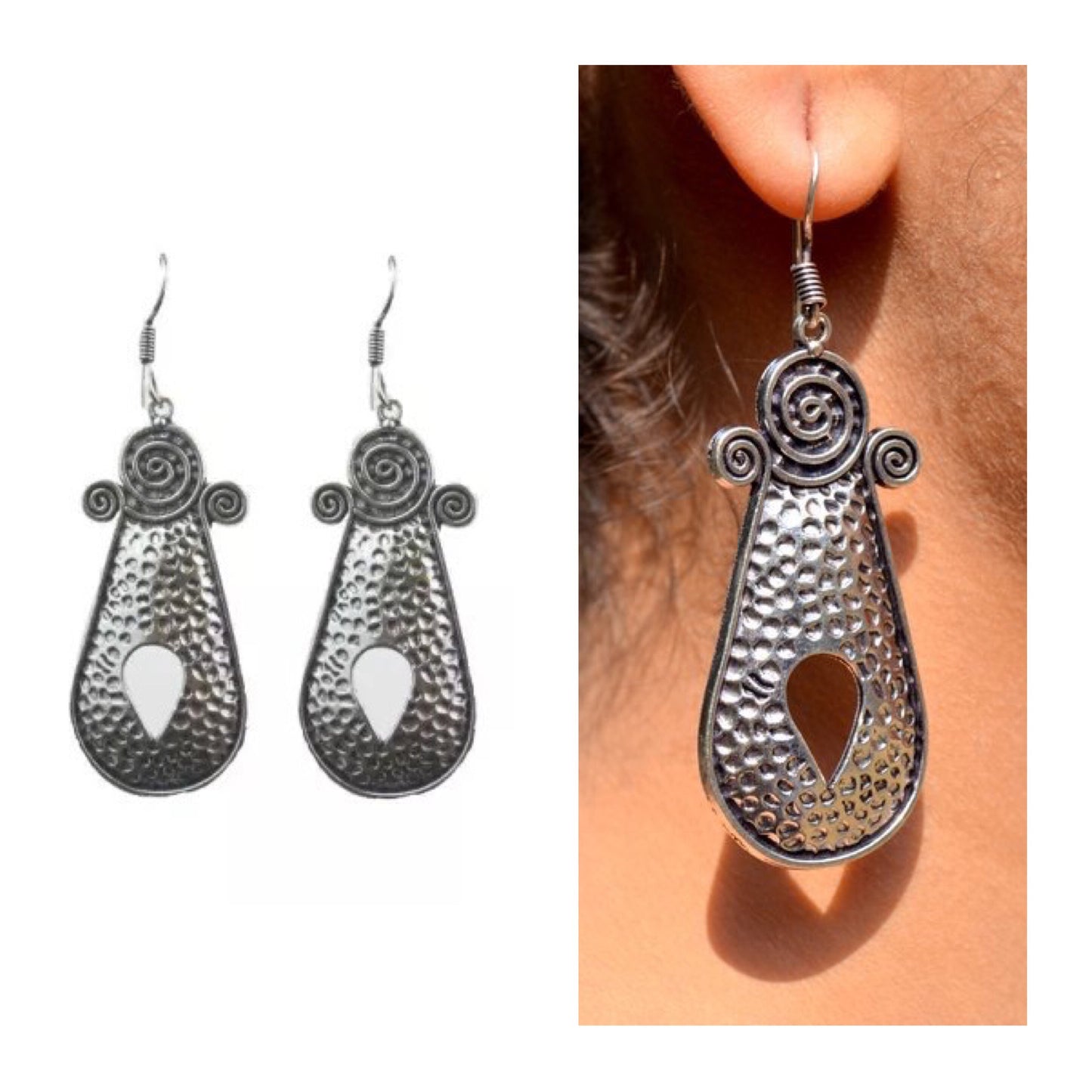 Bohemian Silver Hoop Earring F58