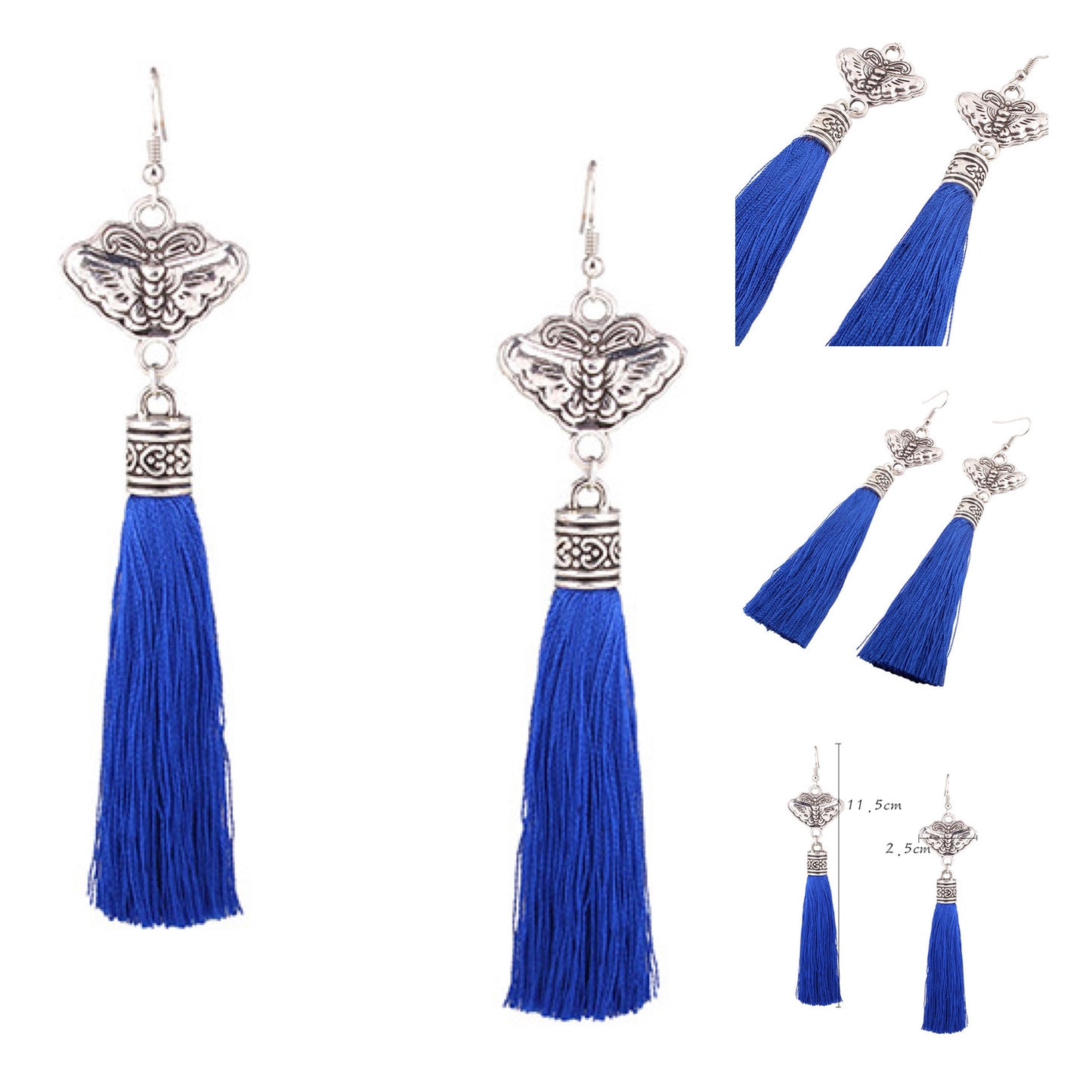 Silver Blue Tassel Fashion Earring F30