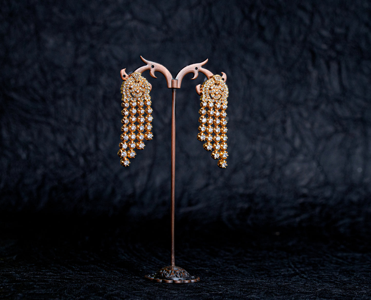Zircon Diamond Gold Cocktail Earring