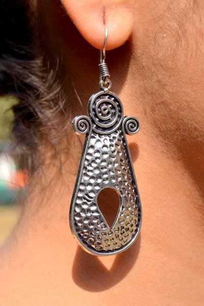 Bohemian Silver Hoop Earring F58