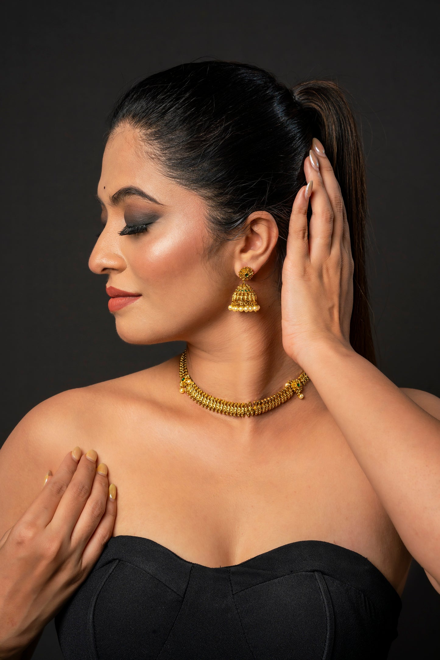 Gold Pearl Layer Jewelry Set