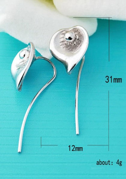Leaf Drop Silver Earring