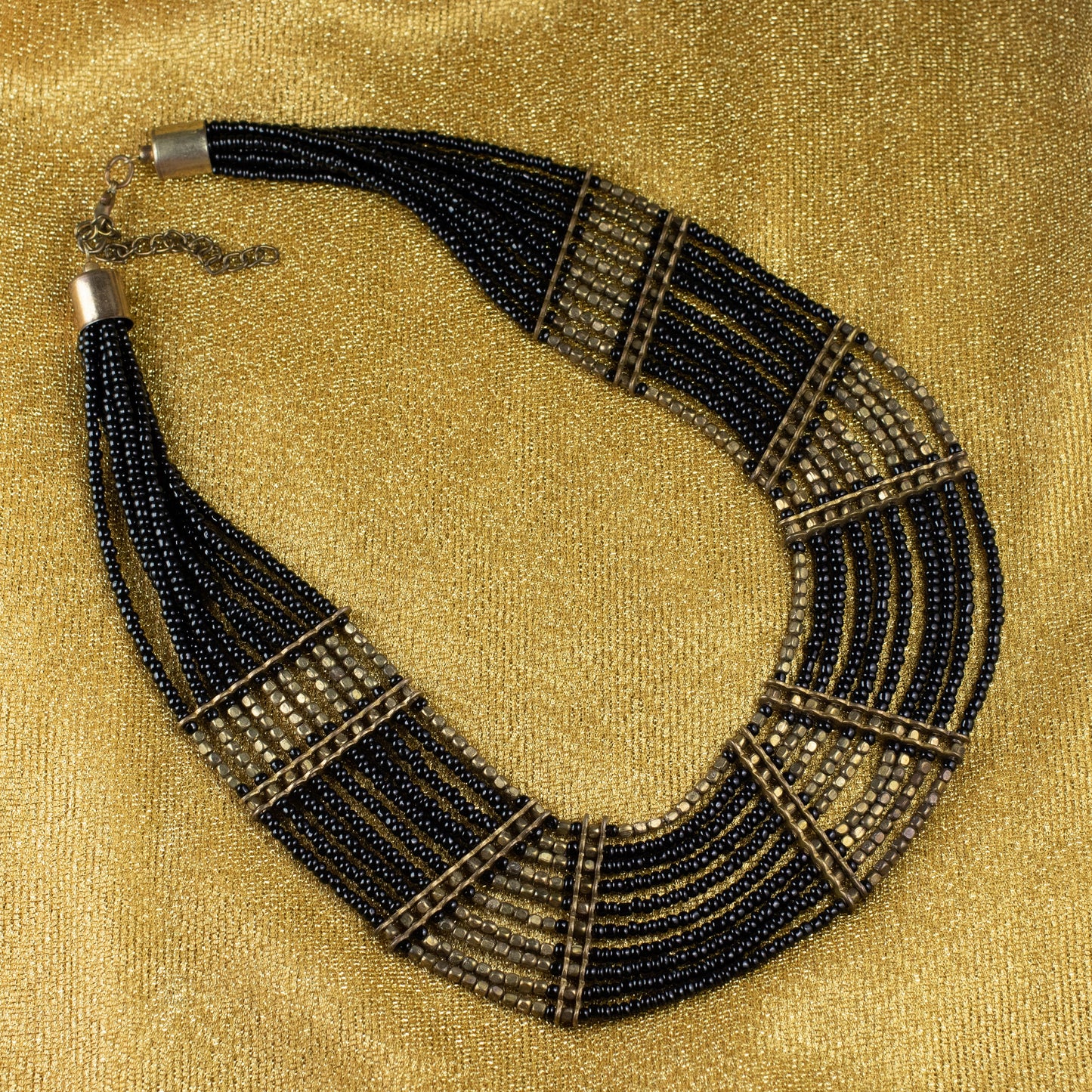 Bohemian Bead Black Tribal Necklace F59