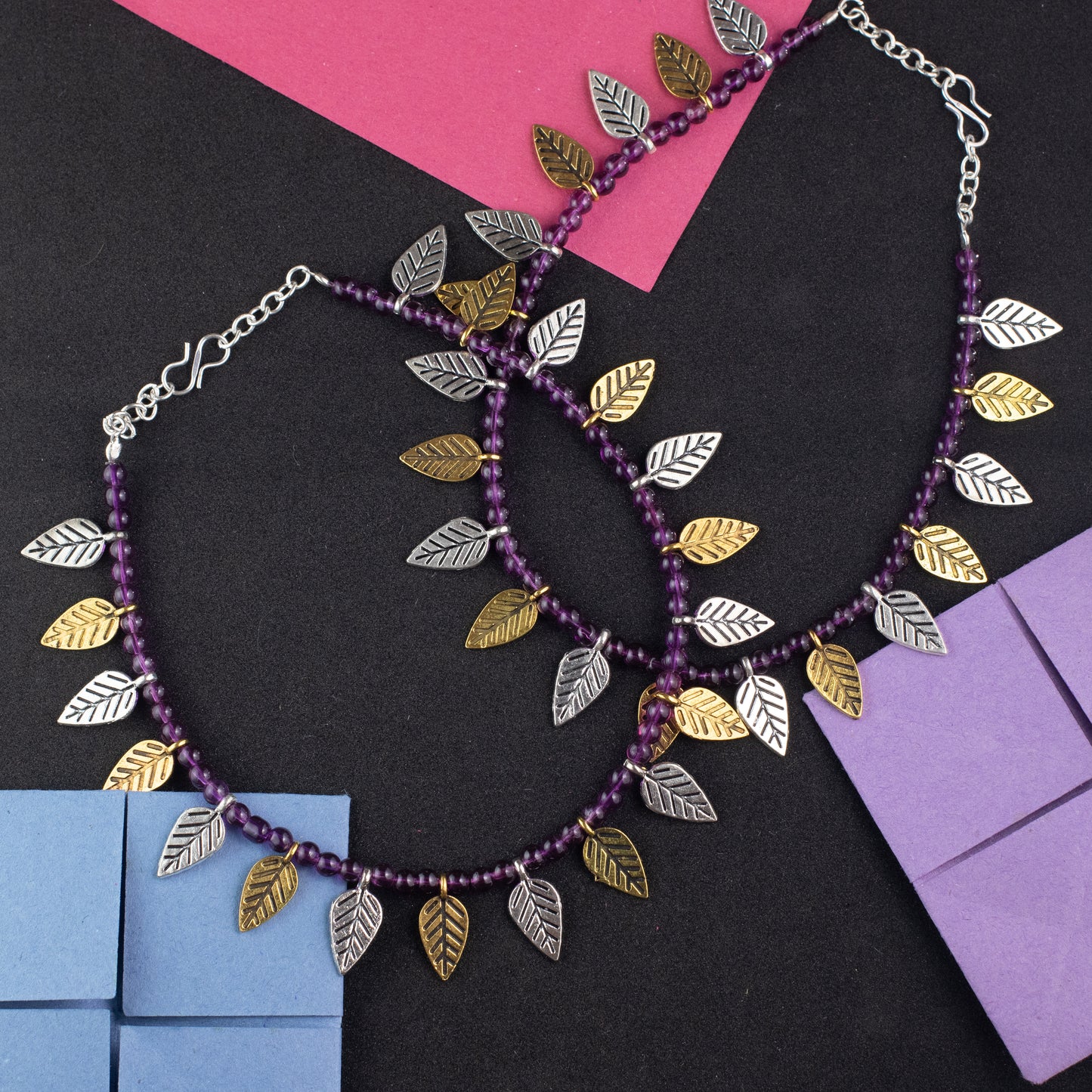 Bohemian Bead Silver Brass Anklet F60