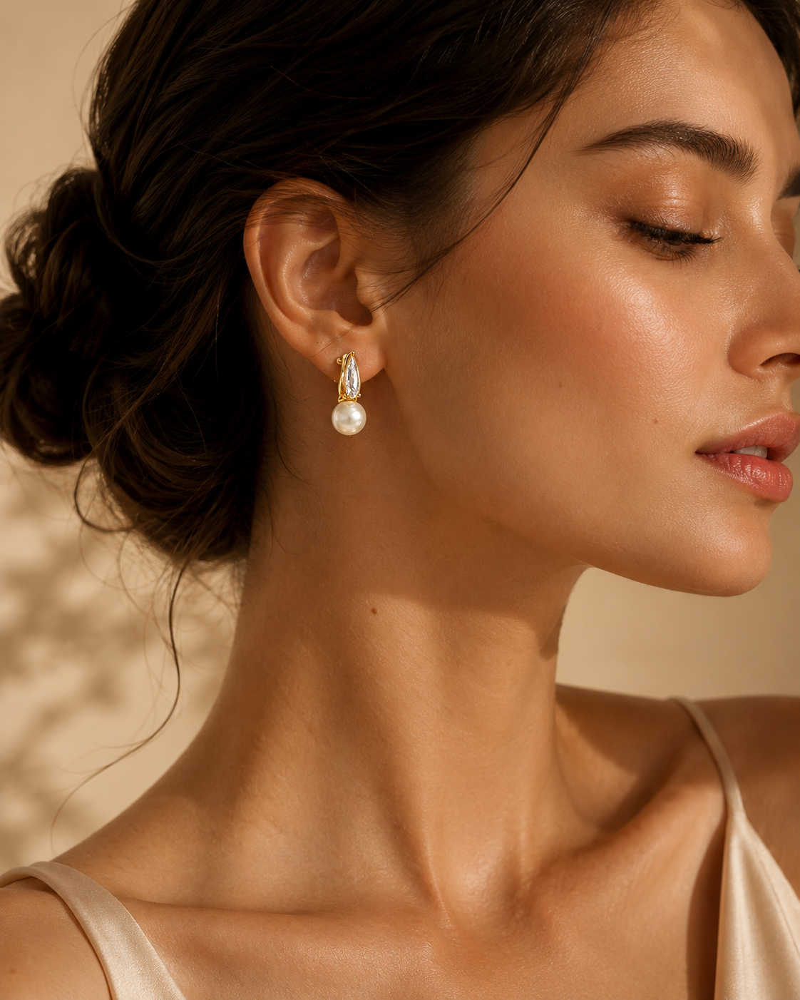 Pearl Glow Crystal Drop Earrings