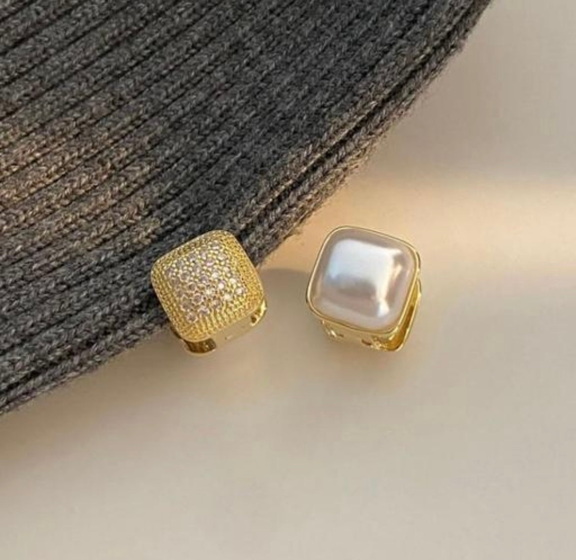 Pearl & Gold Zircon Two Way Earring