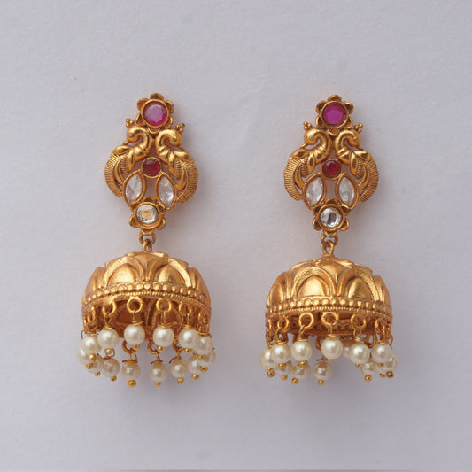 LOLstudio Gold Jhumkha Pearl Earring B237