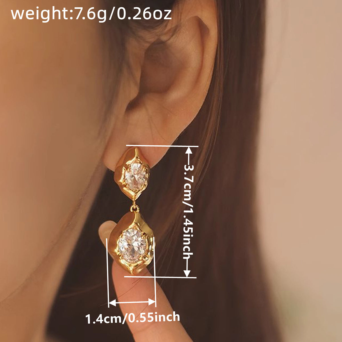 Aurelia Organic-Edge Double Stone Drop 925 Earrings
