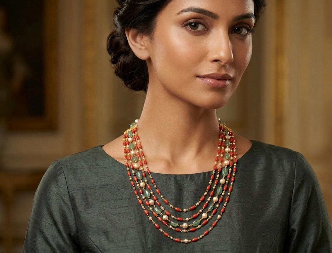 The Coral Reef Symphony: Four-Strand Layered Mala