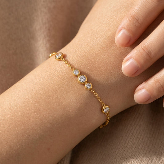 Golden Sparkle CZ Stone Chain Bracelet – LOLSTUDIO