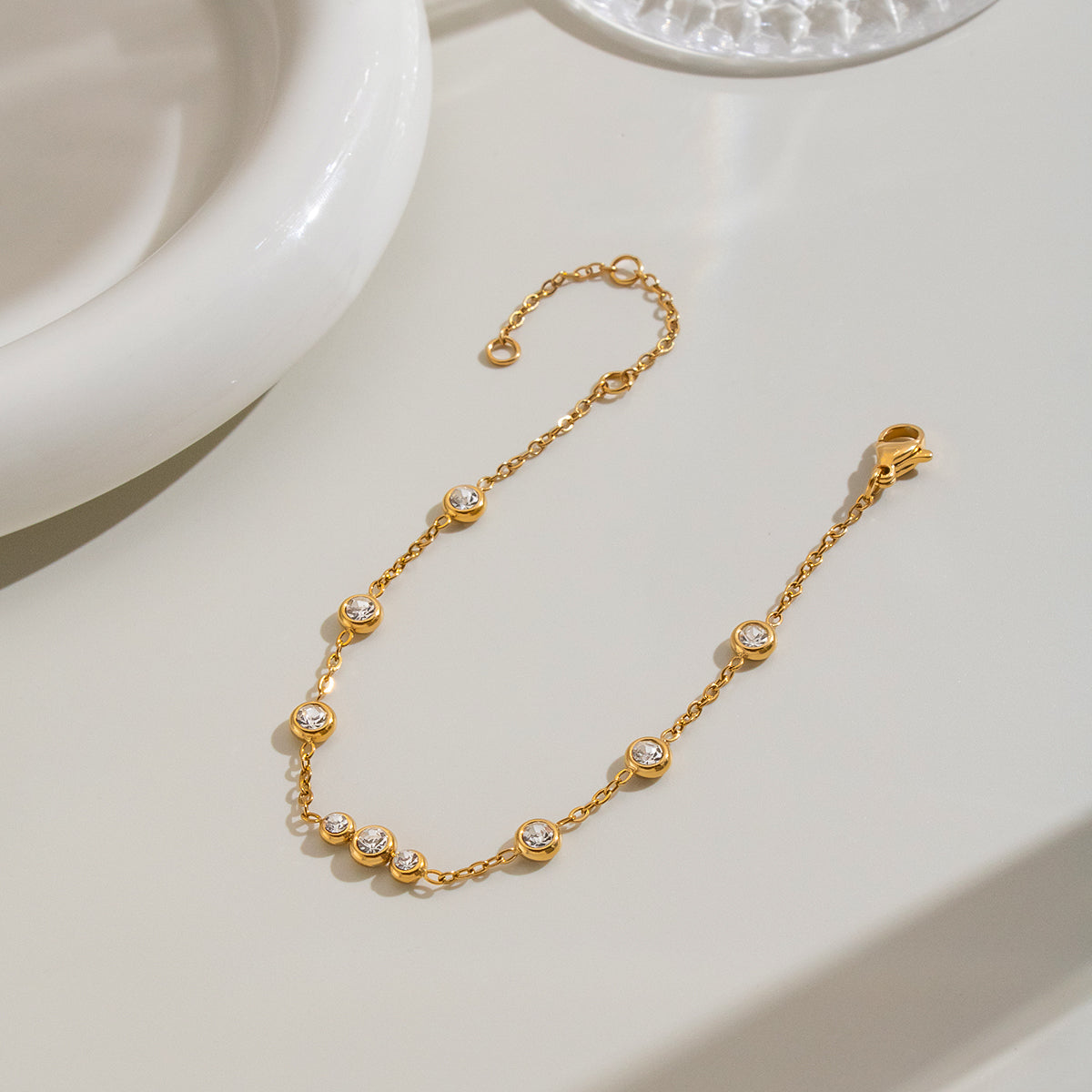 Golden Sparkle CZ Stone Chain Bracelet – LOLSTUDIO
