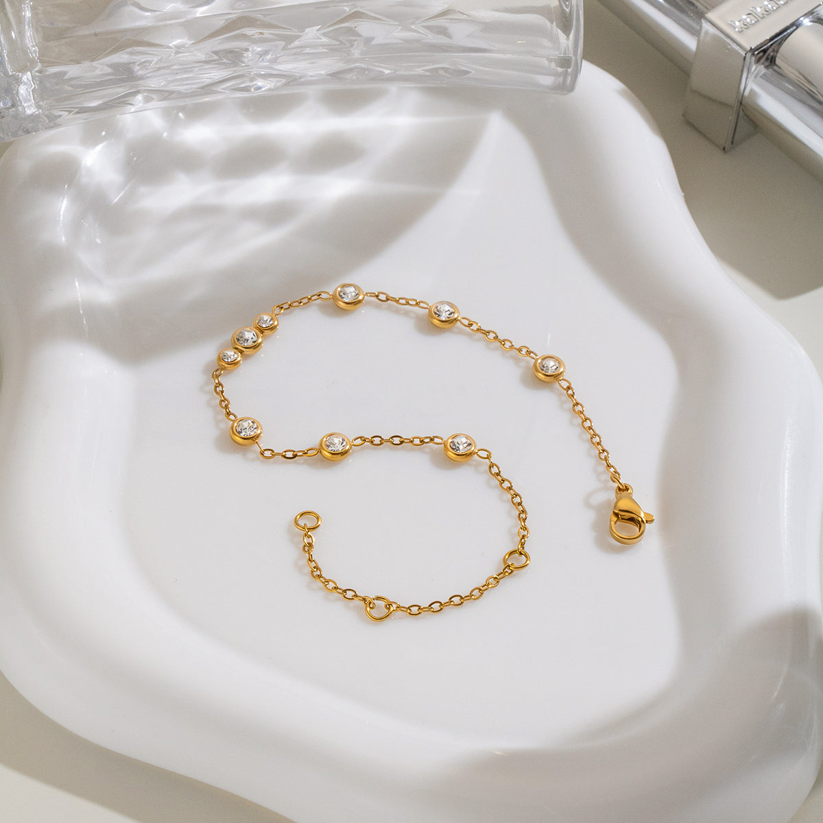 Golden Sparkle CZ Stone Chain Bracelet – LOLSTUDIO
