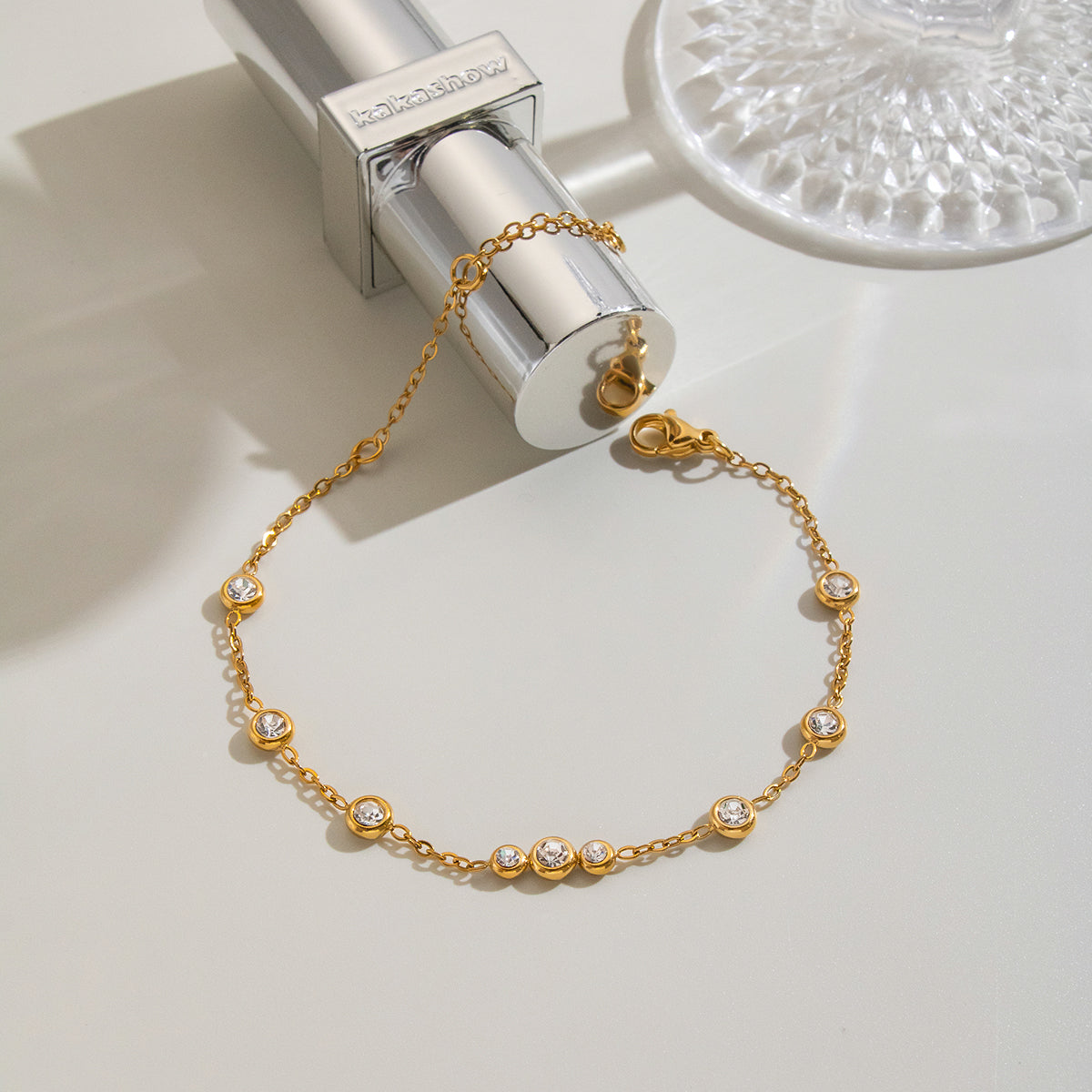 Golden Sparkle CZ Stone Chain Bracelet – LOLSTUDIO
