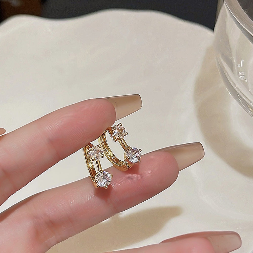 Golden Crystal Double Stone Hoop Earrings – LOLSTUDIO
