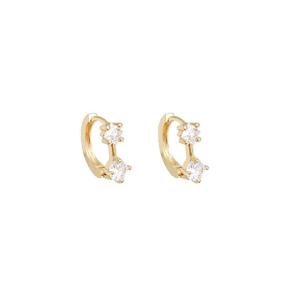 Golden Crystal Double Stone Hoop Earrings – LOLSTUDIO