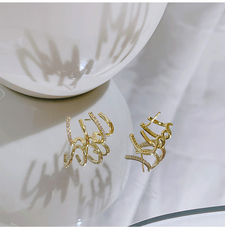 Golden Wave Crystal Hoop Earrings – LOLSTUDIO
