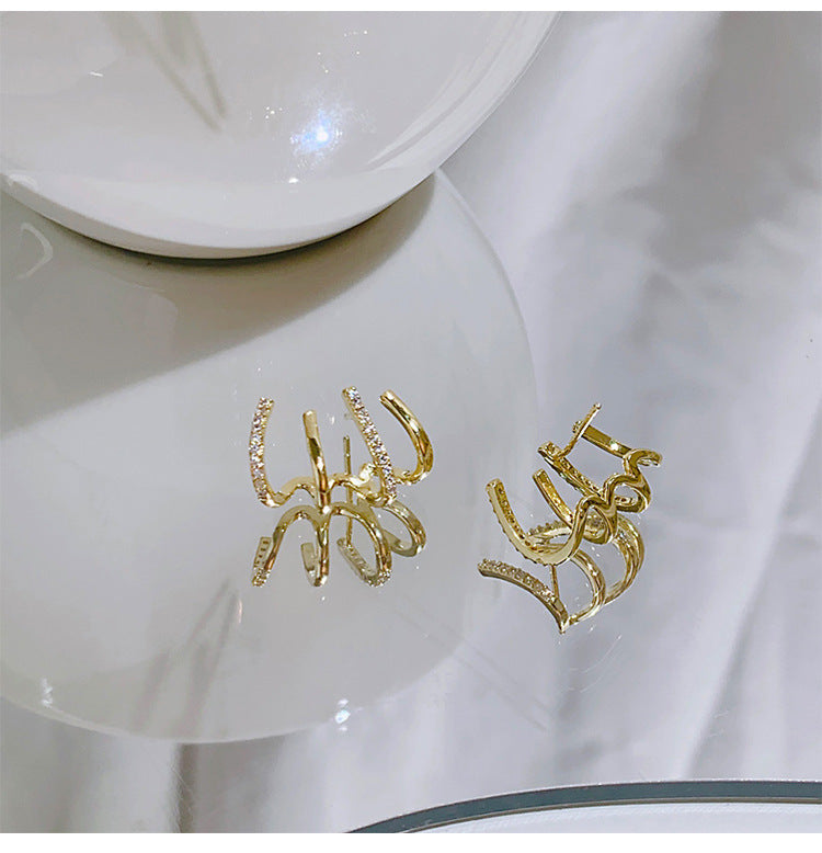 Golden Wave Crystal Hoop Earrings – LOLSTUDIO