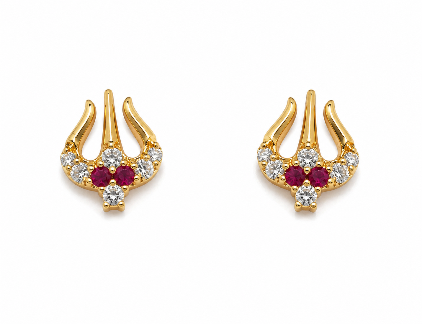 Trishul Ruby Stone Stud Earrings