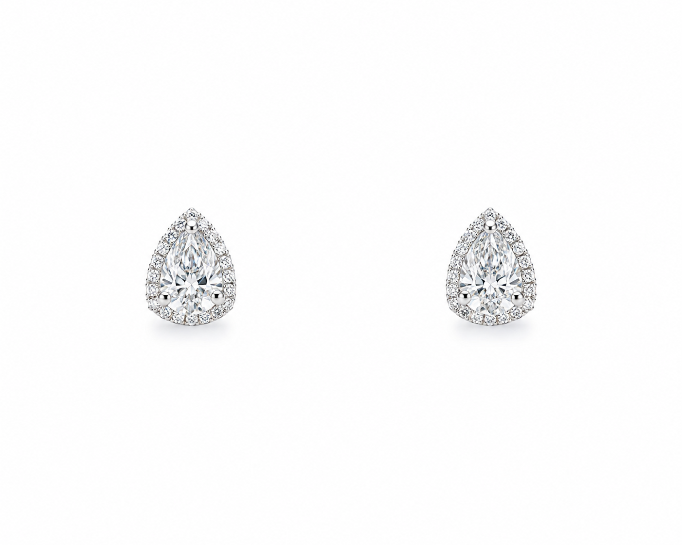 Pear Halo Crystal Stud Earrings – Timeless Teardrop Elegance
