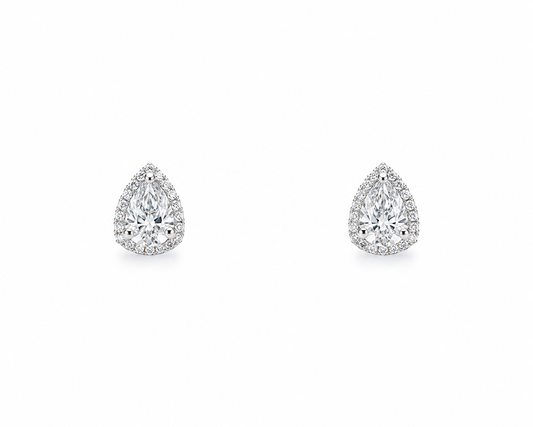 Pear Halo Crystal Stud Earrings – Timeless Teardrop Elegance