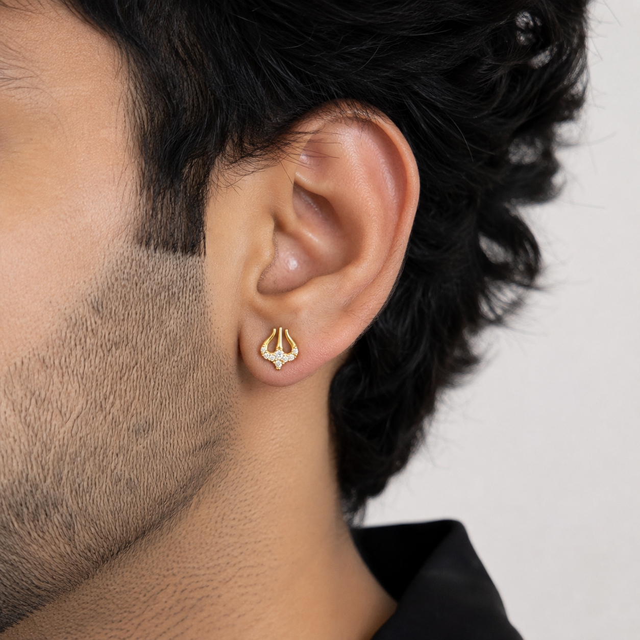 Trishul Elegance Gold Ruby Zircon Stud Earrings