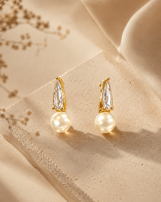 Pearl Glow Crystal Drop Earrings