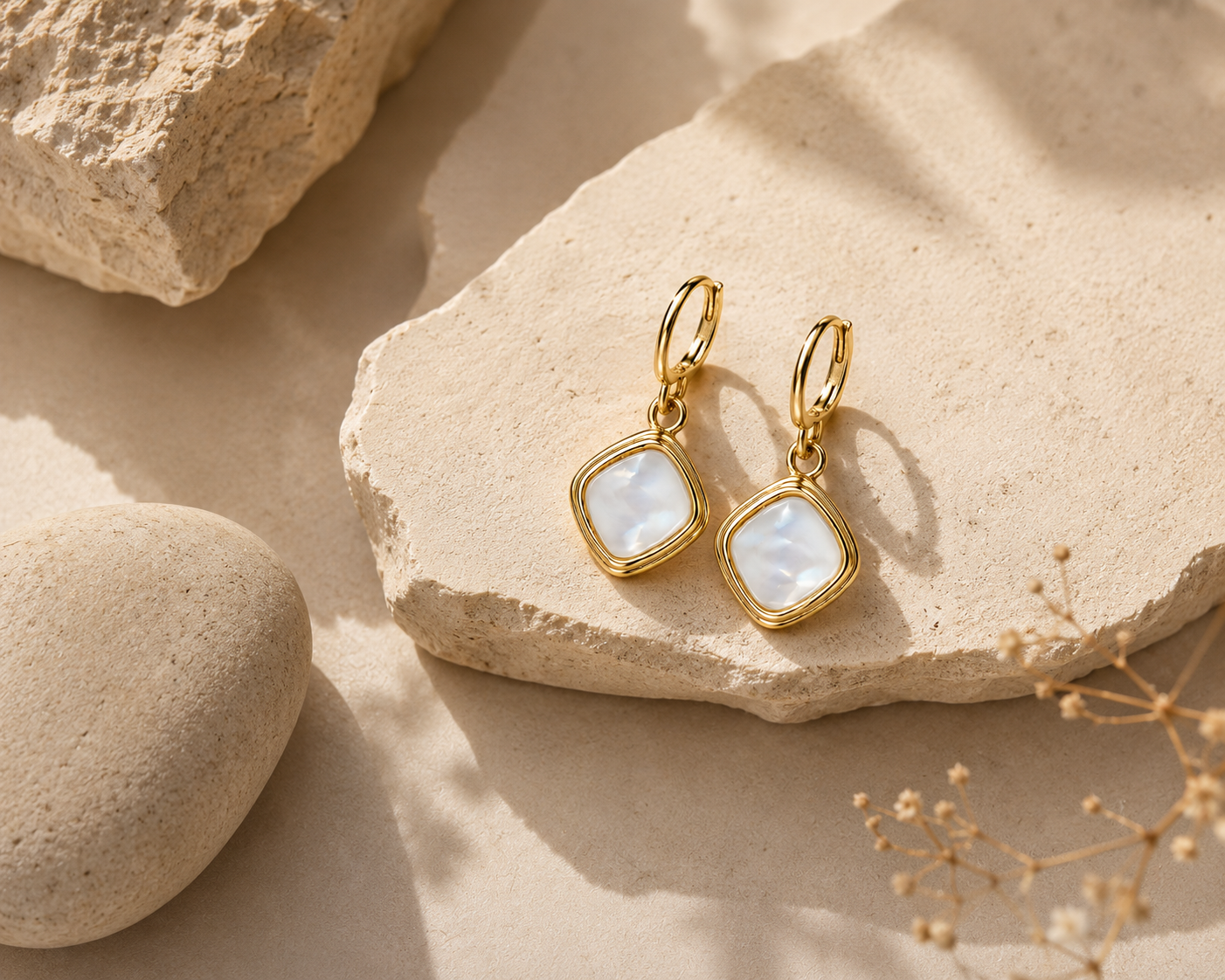Serene Mother-of-Pearl Square Drop Earrings