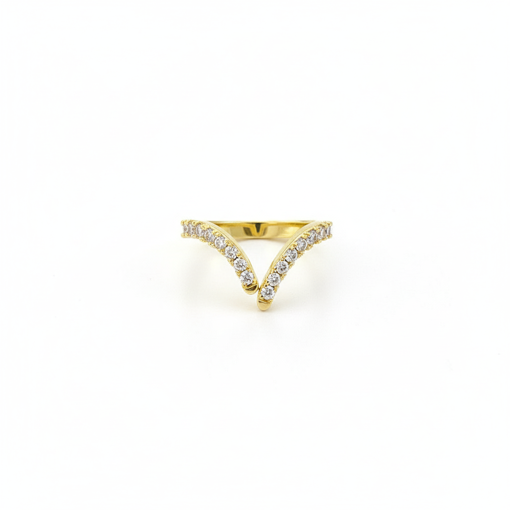 The Sculpted Chevron Pavé Band V - Shape Ring