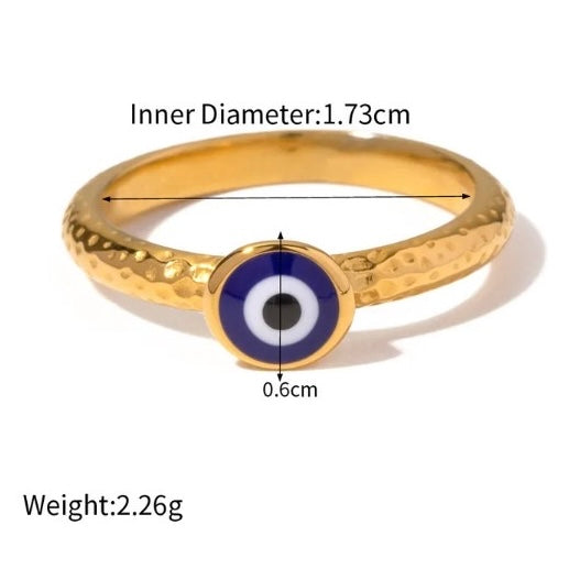The Nazar Protective Azure Evil - Eye Hammered Gold Ring