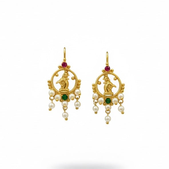 Pearl Ruby Emerald Hoop Royal Peacock Earring