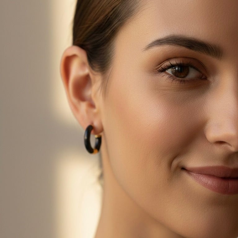 Bohemian Black Gold Hoop Earring